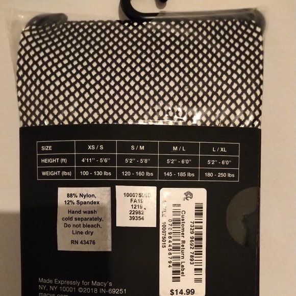 Small Black Fishnet INC tights sealed NWT fits 4'11"-5'6" up to 130lb XS/S $15 - Picture 4 of 5